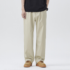 批发男士直筒休闲裤纯棉弹力垂感宽松简约纯色直筒裤子男款百搭透气