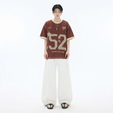 批发2025夏季新款潮牌中性休闲裤男女同款潮流宽松阔腿百搭牛仔裤子