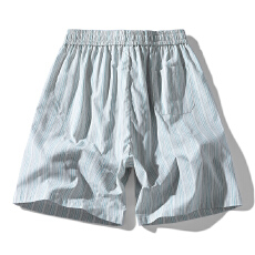 批发美式潮牌条纹短裤男夏季宽松百搭舒适透气纯棉五分裤