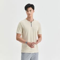 批发2025夏季冰丝轻薄V领T恤男士冰感透气<b class='q'>商务</b>POLO衫垂感舒适简约短袖