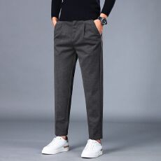 批发实拍2025秋季新款轻奢毛呢休闲裤男时尚百搭轻商务通勤裤子