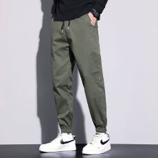 批发实拍2025秋季新款纯棉休闲裤男百搭松紧腰系绳弹力大码裤子