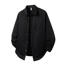 批发实拍2025秋季新款长袖衬衫男翻领拼接结构休闲百搭简约潮流男衬衣