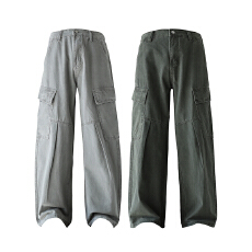 实拍2025秋冬新款纯棉洗水复古工装休闲裤男半松紧腰纽扣拉链款