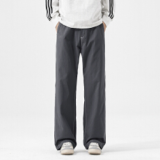 批发实拍2025秋冬新款直筒半松紧腰休闲裤男宽松舒适百搭阔腿裤