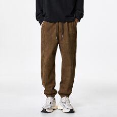 批发实拍2025秋冬新款弹力束脚休闲裤男宽松舒适百搭松紧腰系绳设计