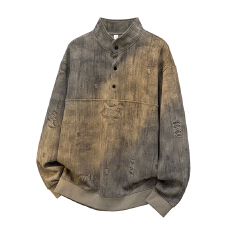 实拍2025秋冬新款立领半纽扣卫衣男宽松舒适潮牌休闲长袖体恤