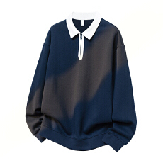 实拍2025秋冬新款翻领半拉链卫衣男宽松舒适潮牌休闲长袖Polo衫