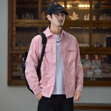 批发实拍2025秋冬新款休闲工装外套男宽松百搭翻领<b class='q'>衬衫</b>夹克