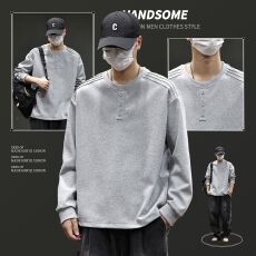 批发实拍2025<b class='q'>秋</b>冬新款长袖卫衣男宽松休闲潮流圆领内搭打底衫