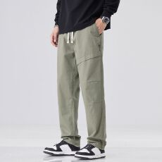 实拍2025秋季新款潮牌纯棉休闲裤男宽松百搭潮流半松紧腰裤子