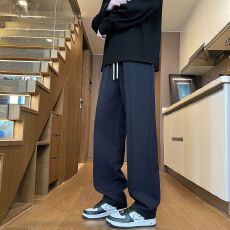 实拍2025秋季新款休闲小西裤男宽松百搭潮流坠感韩版松紧腰裤子