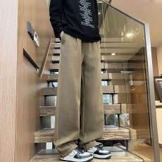 实拍2025秋冬新款休闲毛呢小西裤男宽松百搭潮流韩版半松紧腰裤子