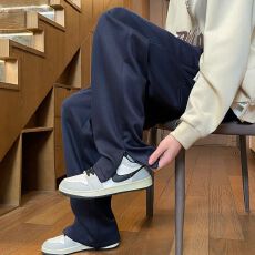 实拍2025秋冬新款韩系休闲针织裤男垂感直筒裤百搭运动卫裤