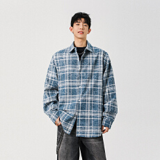 批发实拍2025秋季新款格子长袖<b class='q'>衬衫</b>美式复古潮牌宽松男女中性<b class='q'>衬衣</b>外套