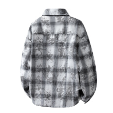 批发实拍2025秋季新款潮牌扎染格子长袖<b class='q'>衬衫</b>美式复古宽松男女中性<b class='q'>衬衣</b>