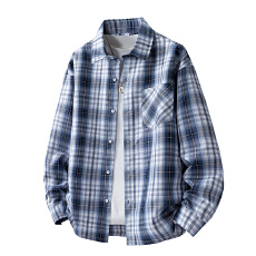 批发实拍2025秋季新款潮牌格子长袖<b class='q'>衬衫</b>复古中性款宽松男女<b class='q'>衬衣</b>外套