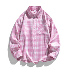 批发实拍2025秋季新款潮牌格子长袖<b class='q'>衬衫</b>男女宽松百搭潮流中性款<b class='q'>衬衣</b>