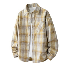 批发实拍2025秋季新款中性潮牌格子长袖<b class='q'>衬衫</b>美式复古宽松男女同款<b class='q'>衬衣</b>