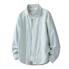 批发实拍2025秋季新款潮牌条纹长袖<b class='q'>衬衫</b>宽松舒适透气中性<b class='q'>衬衣</b>外套