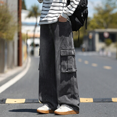 批发实拍2025秋<b class='q'>冬</b>新款复古牛仔裤男多口袋工装裤直筒宽松百搭中性裤子