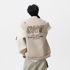 批发实拍2025秋<b class='q'>冬</b>新款潮牌重磅美式刺绣中性棒球服潮流拼接外套夹克