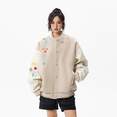 批发实拍2025秋<b class='q'>冬</b>新款潮牌重磅刺绣中性款棒球服潮流韩版拼接外套夹克