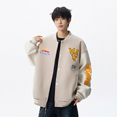 批发实拍秋<b class='q'>冬</b>新款美式潮牌重磅刺绣中性款棒球服外套潮流拼接撞色夹克