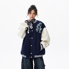 批发实拍秋<b class='q'>冬</b>新款日系潮牌重磅刺绣中性款棒球服外套韩版潮流撞色夹克