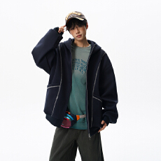 批发秋<b class='q'>冬</b>新款纯棉弹力连帽针织开衫外套卫衣男女中性款拉链简约帽衫