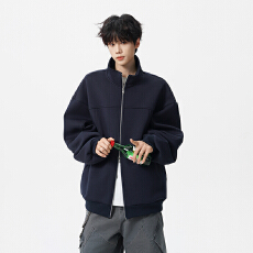 批发实拍秋<b class='q'>冬</b>新款纯棉弹力针织长袖立领开衫卫衣男女中性款拉链外套