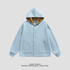 批发实拍秋<b class='q'>冬</b>新款潮牌重磅连帽针织开衫卫衣男女中性款撞色外套