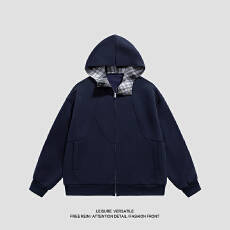 批发实拍2025秋<b class='q'>冬</b>新款潮牌重磅连帽撞色针织开衫卫衣男女中性款外套