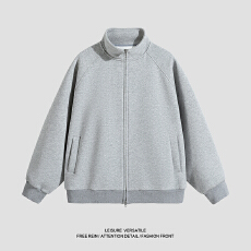 批发实拍2025秋<b class='q'>冬</b>新款潮牌重磅纯棉立领针织开衫卫衣男女中性款外套