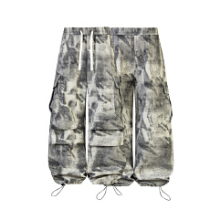 批发实拍2025秋季新款潮牌<b class='q'>迷彩</b>休闲<b class='q'>裤</b>男宽松阔腿百搭帅气斜纹工装<b class='q'>裤</b>