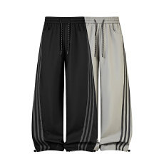 批发<b class='q'>实拍</b>秋季新款潮牌拼接条纹休闲裤男<b class='q'>户外</b>旅游宽松防水阔腿裤脚抽绳