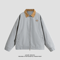 批发实拍2025秋冬新款重磅纯棉美式复古工装水洗做旧翻领夹克外套<b class='q'>男</b>