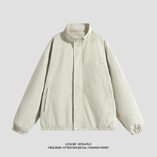 批发实拍2025秋冬新款重磅全棉洗水工装外套<b class='q'>男</b>宽松百搭立领夹克