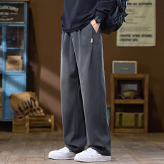 批发实拍2025秋冬新款半松紧腰天丝莱赛尔休闲裤男宽松百搭阔腿裤