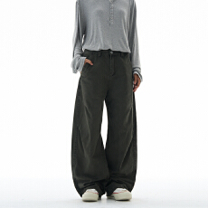 批发实拍水洗弯刀裤男女潮牌宽松美式复古阔腿工装裤休闲弧形香蕉裤子