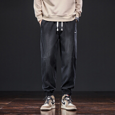 批发实拍2025秋冬新款休闲裤男天丝莱赛尔舒适百搭松紧腰束脚运动裤