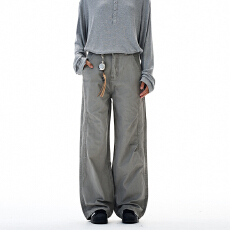 美式复古解构设计感水洗工装裤男女宽松休闲褶皱直筒垂感阔腿裤子
