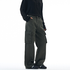 美式潮牌水洗多口袋工装裤男女中性款直筒宽松阔腿百搭复古休闲裤