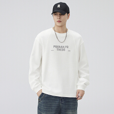 批发实拍2025秋冬新款重磅纯棉结构款印花圆领卫衣男宽松百搭长袖上衣