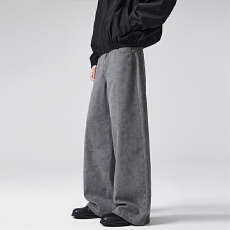 2025秋冬扎染印花A型宽松直筒牛仔裤男老钱风灰色百搭休闲长裤子