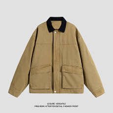 批发实拍2025<b class='q'>秋</b>冬新款潮牌美式工装外套重磅全棉复古水洗做旧夹克男