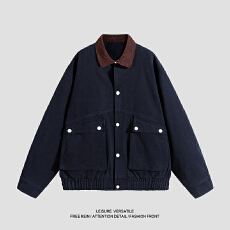 批发实拍2025<b class='q'>秋</b>冬新款潮牌美式复古工装外套全棉水洗做旧重磅翻领夹克