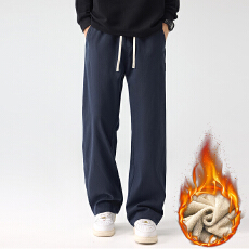 批发实拍<b class='q'>冬</b>季新款加绒加厚保暖直筒休闲裤男莱赛尔弹力舒适松紧腰裤子