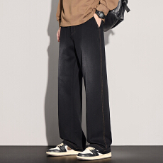 批发实拍2025秋冬季新款弹力直筒针织牛仔裤男宽松百搭复古裤子