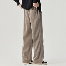 批发实拍2025秋<b class='q'>冬</b>季新款针织博奥绒潮流提花直筒休闲裤男